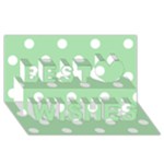 Polka Dots - White on Celadon Green Best Wish 3D Greeting Card (8x4)