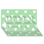 Polka Dots - White on Celadon Green Merry Xmas 3D Greeting Card (8x4)