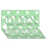 Polka Dots - White on Celadon Green Happy New Year 3D Greeting Card (8x4)