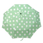 Polka Dots - White on Celadon Green Folding Umbrella