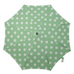 Polka Dots - White on Celadon Green Hook Handle Umbrella (Large)