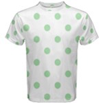Polka Dots - Celadon Green on White Men s Cotton Tee