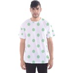 Polka Dots - Celadon Green on White Men s Sport Mesh Tee