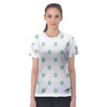 Polka Dots - Celadon Green on White Women s Sport Mesh Tee