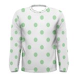 Polka Dots - Celadon Green on White Men s Long Sleeve T-shirt