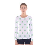 Polka Dots - Celadon Green on White Women s Long Sleeve T-shirt