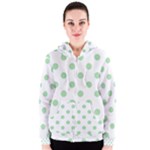 Polka Dots - Celadon Green on White Women s Zipper Hoodie