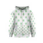 Polka Dots - Celadon Green on White Kid s Zipper Hoodie