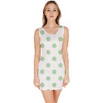 Polka Dots - Celadon Green on White Bodycon Dress