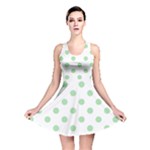 Polka Dots - Celadon Green on White Reversible Skater Dress