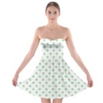 Polka Dots - Celadon Green on White Strapless Bra Top Dress