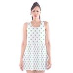 Polka Dots - Celadon Green on White Scoop Neck Skater Dress