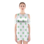Polka Dots - Celadon Green on White Women s Cutout Shoulder Dress