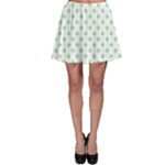 Polka Dots - Celadon Green on White Skater Skirt