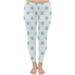 Polka Dots - Celadon Green on White Winter Leggings