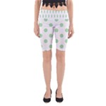 Polka Dots - Celadon Green on White Yoga Cropped Leggings