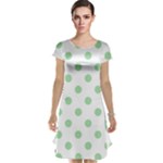 Polka Dots - Celadon Green on White Cap Sleeve Nightdress