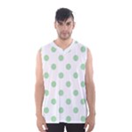 Polka Dots - Celadon Green on White Men s Basketball Tank Top