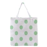 Polka Dots - Celadon Green on White Grocery Tote Bag
