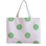 Polka Dots - Celadon Green on White Zipper Mini Tote Bag