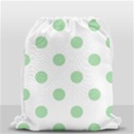 Polka Dots - Celadon Green on White Drawstring Bag (Small)