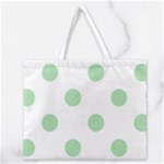 Polka Dots - Celadon Green on White Zipper Large Tote Bag
