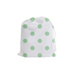 Polka Dots - Celadon Green on White Drawstring Pouch (M)