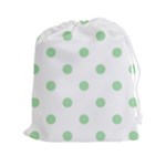Polka Dots - Celadon Green on White Drawstring Pouch (XXl)