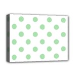 Polka Dots - Celadon Green on White Deluxe Canvas 16  x 12  (Stretched)