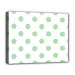 Polka Dots - Celadon Green on White Deluxe Canvas 20  x 16  (Stretched)