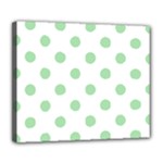 Polka Dots - Celadon Green on White Deluxe Canvas 24  x 20  (Stretched)