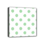 Polka Dots - Celadon Green on White Mini Canvas 4  x 4  (Stretched)