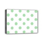 Polka Dots - Celadon Green on White Mini Canvas 7  x 5  (Stretched)