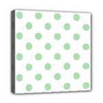 Polka Dots - Celadon Green on White Mini Canvas 8  x 8  (Stretched)