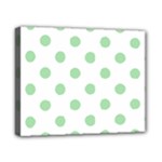 Polka Dots - Celadon Green on White Canvas 10  x 8  (Stretched)
