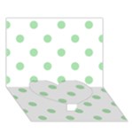 Polka Dots - Celadon Green on White Heart Bottom 3D Greeting Card (7x5)