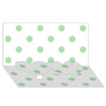 Polka Dots - Celadon Green on White Twin Heart Bottom 3D Greeting Card (8x4)