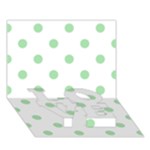 Polka Dots - Celadon Green on White LOVE Bottom 3D Greeting Card (7x5)