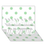 Polka Dots - Celadon Green on White YOU ARE INVITED 3D Greeting Card (7x5)