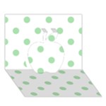 Polka Dots - Celadon Green on White Apple 3D Greeting Card (7x5)