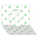 Polka Dots - Celadon Green on White Peace Sign 3D Greeting Card (7x5)