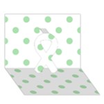 Polka Dots - Celadon Green on White Ribbon 3D Greeting Card (7x5)
