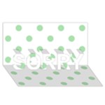 Polka Dots - Celadon Green on White SORRY 3D Greeting Card (8x4)