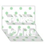 Polka Dots - Celadon Green on White TAKE CARE 3D Greeting Card (7x5)