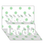 Polka Dots - Celadon Green on White You Rock 3D Greeting Card (7x5)