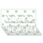 Polka Dots - Celadon Green on White Happy New Year 3D Greeting Card (8x4)