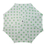 Polka Dots - Celadon Green on White Golf Umbrella