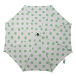 Polka Dots - Celadon Green on White Hook Handle Umbrella (Medium)