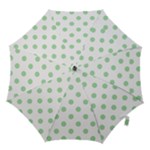 Polka Dots - Celadon Green on White Hook Handle Umbrella (Small)