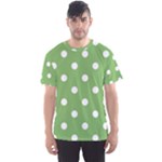 Polka Dots - White on Dollar Bill Green Men s Sport Mesh Tee